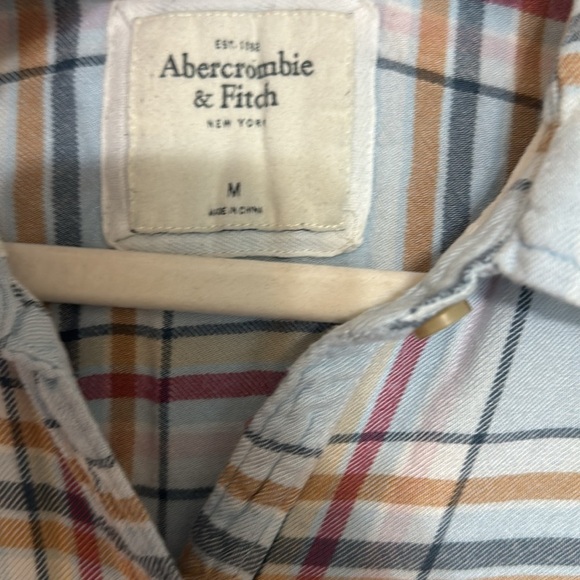 Y2K Abercrombie & Fitch Moose Logo Plaid Button Down - Picture 4 of 5